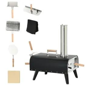 Outdoor Pizza Oven Wood Fired with 12 Stone Peel Waterproof Cover for Patio Cooking Black Outdoor Pizza Oven Wood Fired with 12 Stone Peel Waterproof Cover for Patio Cooking Black